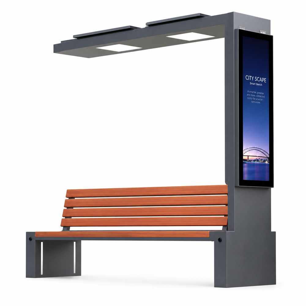 PANCHINA RICARICA MULTIPLA SMARTPHONE CON COPERTURA PANNELLI SOLARI - PANCHINA SMART  ZX-PB-014