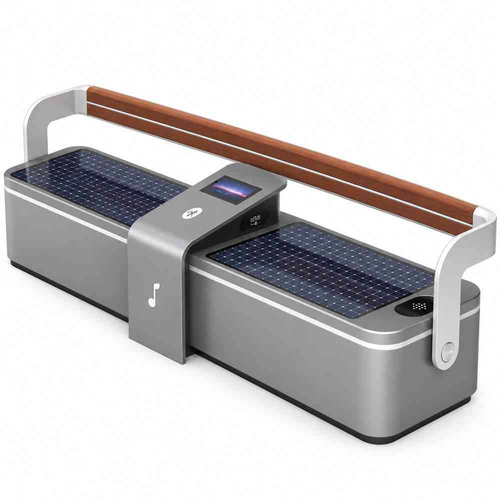 PANCHINA RICARICA SMARTPHONE CON STRUTTURA AMPLIATA E PANNELLI FOTOVOLTAICI - PANCHINA SMART ZX-PB-011