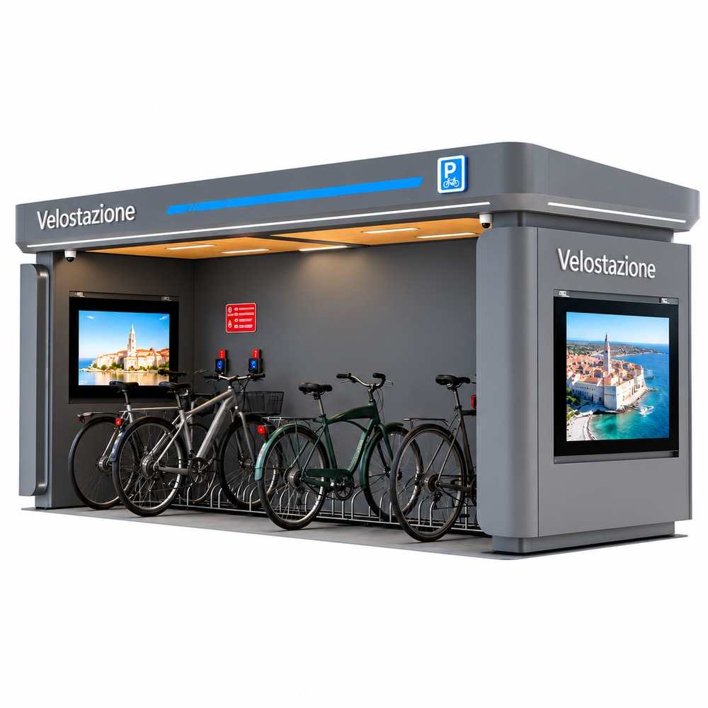 PENSILINA INTELLIGENTE PER PARCHEGGIO BICICLETTE/E-BIKE - PENSILINA SMART E-BIKE ZX-BS-011